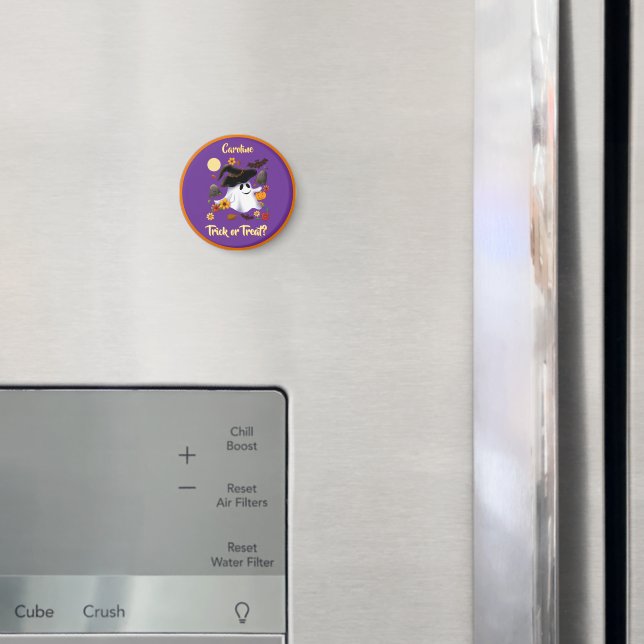 Cute witch ghost trick or treat cemetery magnet (In Situ (Fridge))