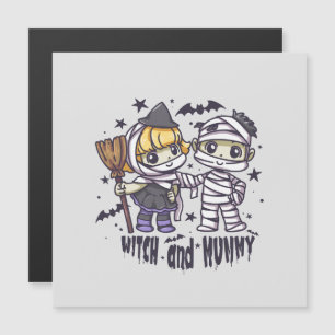 Cute Witch Girl & Mischievous Mummy Boy
