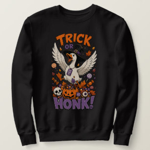 Cute Witch Goose Pumpkin Candy Graphic Sweatshirt
