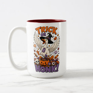 Cute Witch Goose Pumpkin Candy Graphic Two-Tone Coffee Mug