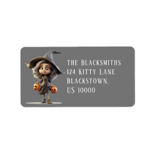 Cute Witch Halloween Address Label