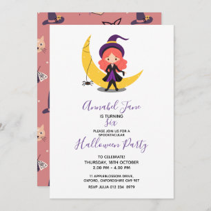 Cute witch Halloween Birthday  Invitation