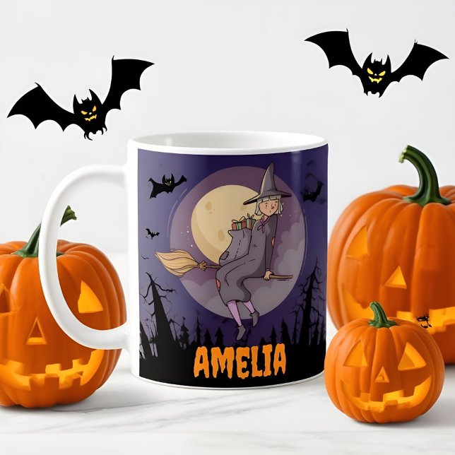 Cute Witch Halloween Mug Coffee Cup  Add Your Name (Creator Uploaded)