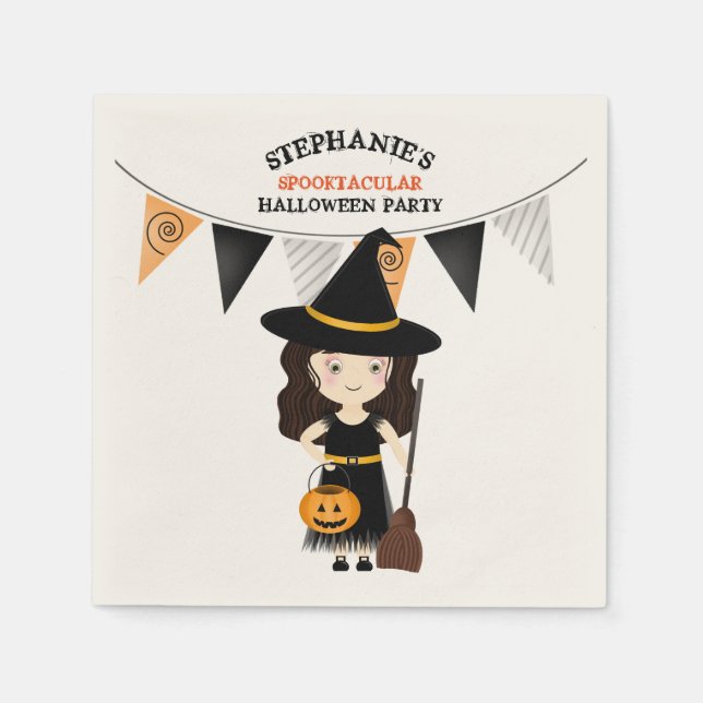 Cute Witch Halloween Party Napkin (Front)