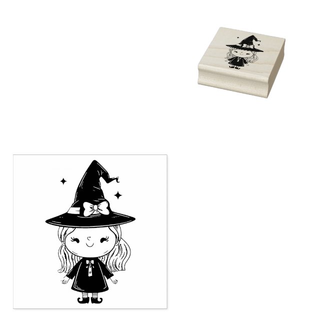 Cute witch Halloween Rubber Stamp (Stamped)