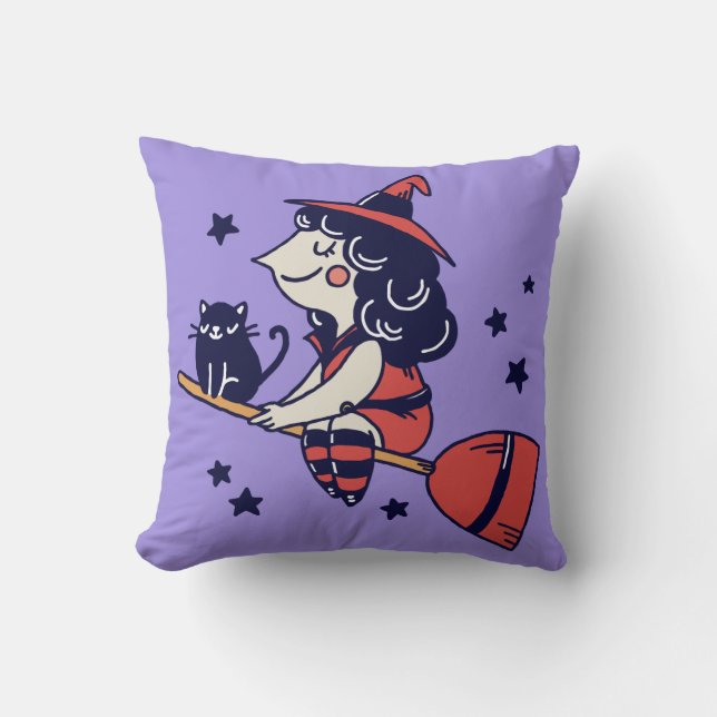 Cute Witch Halloween throw pillows (Front)