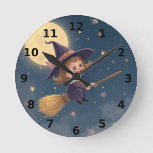 Cute Witch Halloween Wall Clock – Spooky Decor