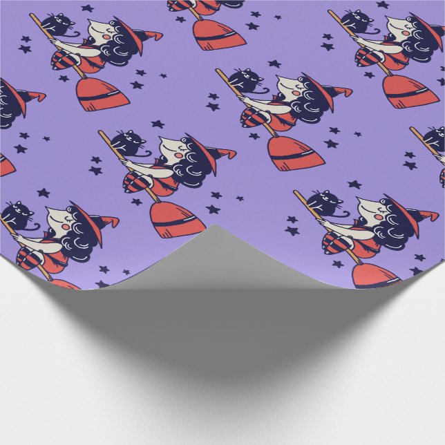 Cute Witch Halloween wrapping paper (Corner)