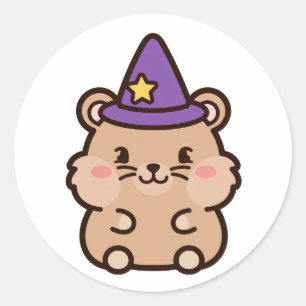 Cute Witch Hamster Halloween Classic Round Sticker