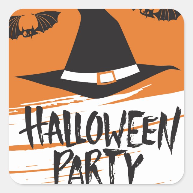 Cute Witch Hat Halloween Party Square Sticker (Front)