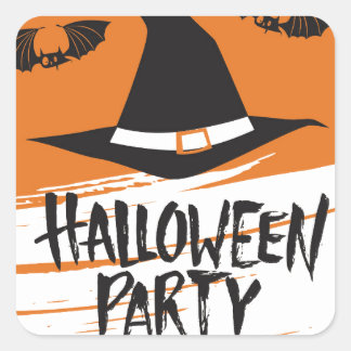 Cute Witch Hat Halloween Party Square Sticker