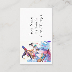 Cute Witch Holding Black Cat Thunder_Cove  Business Card