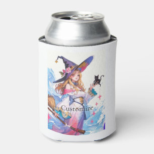 Cute Witch Holding Black Cat Thunder_Cove Can Cooler