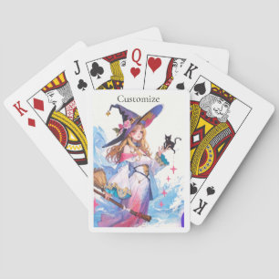 Cute Witch Holding Black Cat Thunder_Cove  Playing Cards