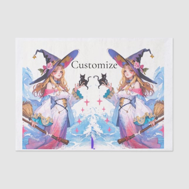 Cute Witch Holding Black Cat Thunder_Cove  Tissue Paper (Front)