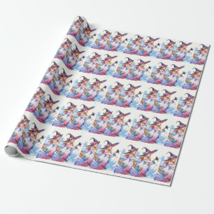 Cute Witch Holding Black Cat Thunder_Cove Wrapping Paper