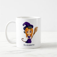 Cute Witch in Purple Hat Halloween