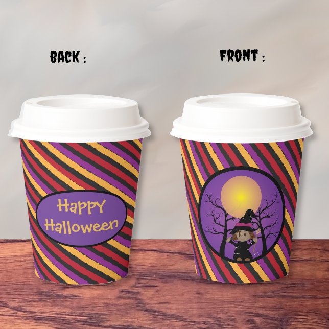 Cute witch kid Halloween party paper cup (Creator Uploaded)