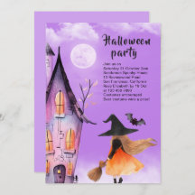 Cute Witch Kids Halloween Party Purple