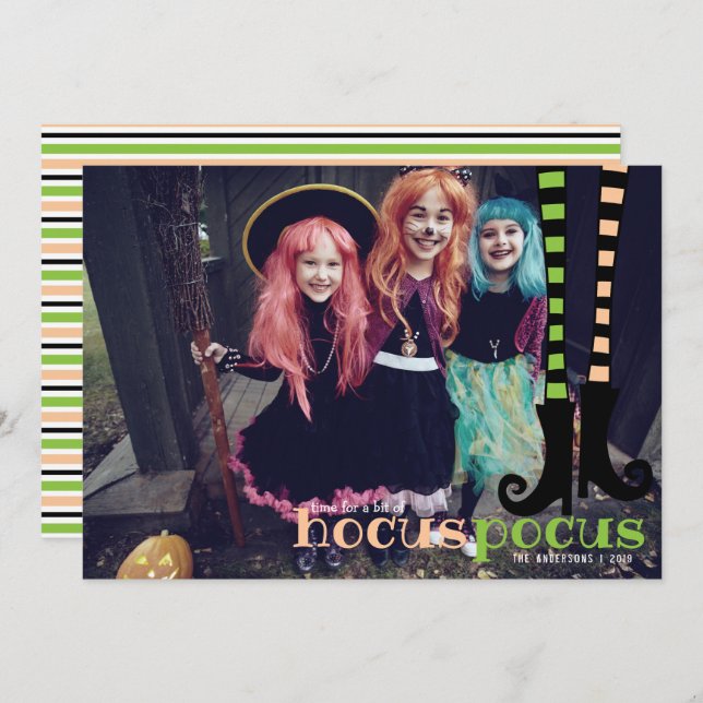 Cute Witch Leggings Boots Hocus Pocus Halloween Invitation (Front/Back)