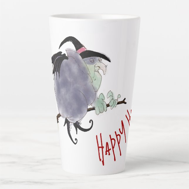 Cute Witch on her broomstick Halloween LM Latte Mug (Front)