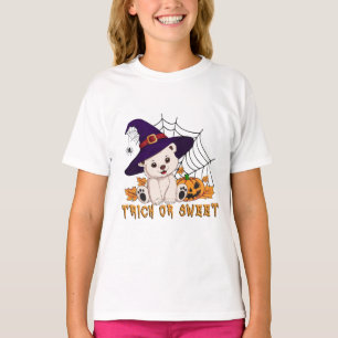 Cute Witch Polar Bear Halloween Art T-Shirt