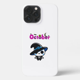 Cute Witch Skeleton for October iPhone 13 Pro Max Case