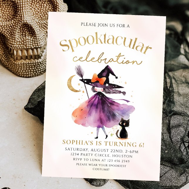 Cute Witch Spooktacular Party Halloween Birthday Invitation (Creator Uploaded)
