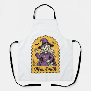 Cute Witch Teacher Mrs Smith Vintage Halloween Des Apron