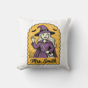 Cute Witch Teacher Mrs Smith Vintage Halloween Des Cushion