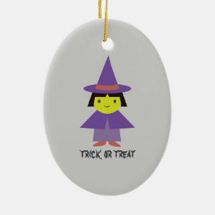 Cute Witch - Trick or Treat Ceramic Tree Decoration
