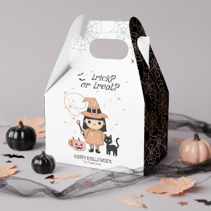 Cute Witch Trick Or Treat Halloween Black ID1325 Favour Box