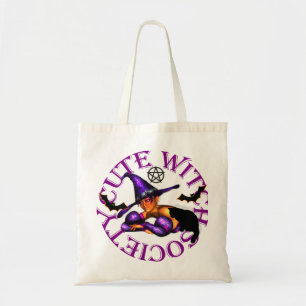 cute witch trick or treat tote bag