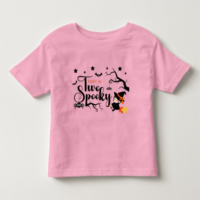 Cute Witch Two Spooky Pink Halloween Toddler T-Shirt (Front)
