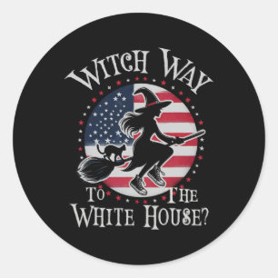 Cute Witch Way The White House Kamala Harris Wheim Classic Round Sticker