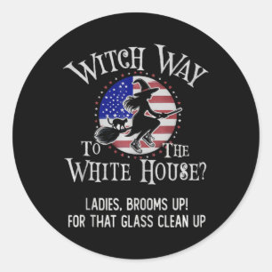 Cute Witch Way To The White House Kamala Brooms Up Classic Round Sticker