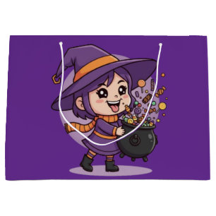 Cute Witch with Candy - Halloween Cute Design Large Gift Bag