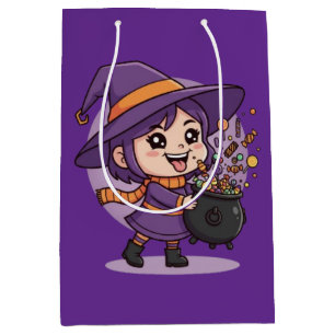 Cute Witch with Candy - Halloween Cute Design Medium Gift Bag