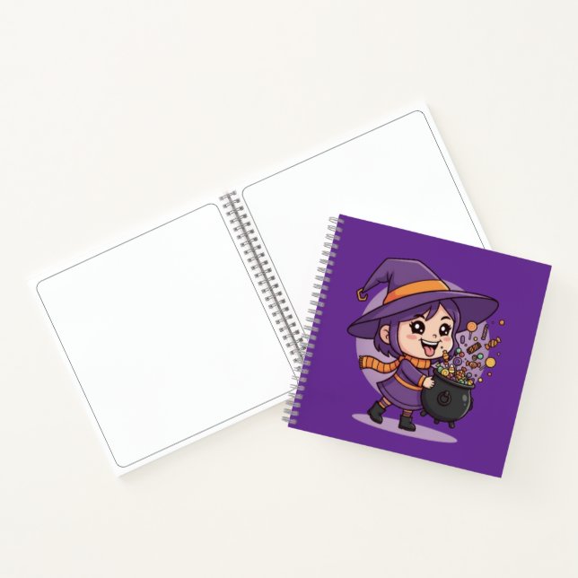 Cute Witch with Candy - Halloween Cute Design Notebook (Inside)