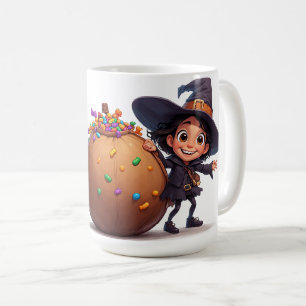 Cute Witch With Pumpkin Candy Bag Halloween Fun 👻 Coffee Mug