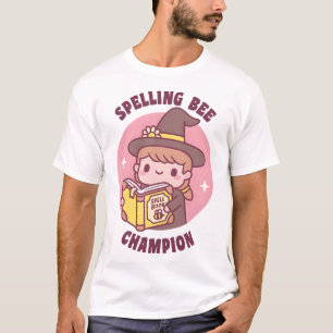 Cute Witch With Spell Book, Spelling Bee Champion  T-Shirt