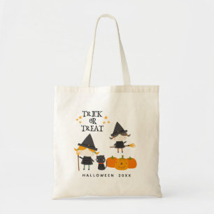 Cute witches and Pumpkin trick or treat halloween Tote Bag