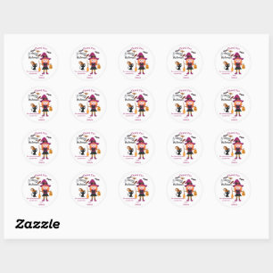 Cute Witches Halloween Costume Party Thank You Classic Round Sticker
