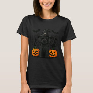 Cute Witchy Black Poodle Dog Halloween Spooky Bats T-Shirt