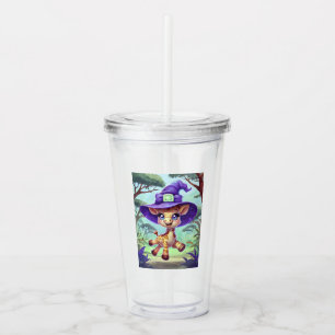 Cute Witchy Giraffe Acrylic Tumbler