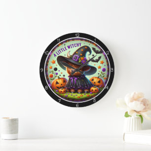 Cute Witchy Highland Cow  Large Clock