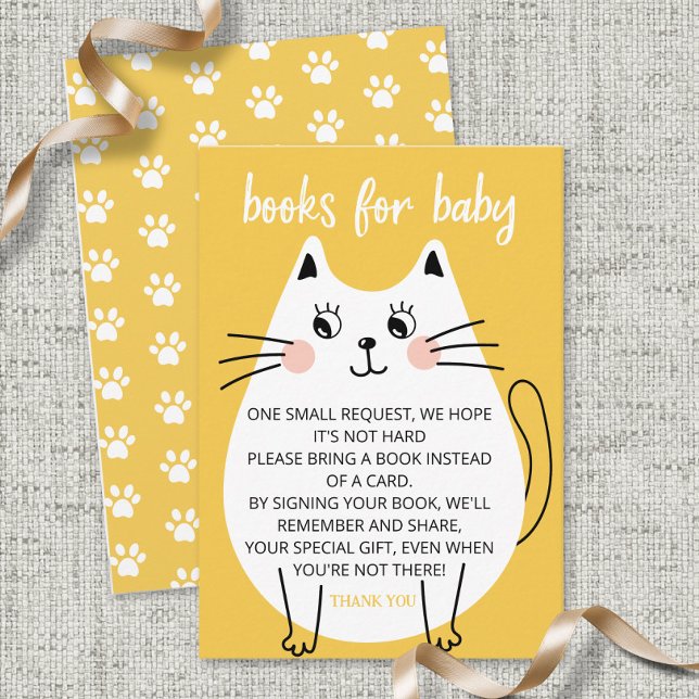 Cute Wite Kitty Cat books for baby ticket Enclosure Card (Creator Uploaded)