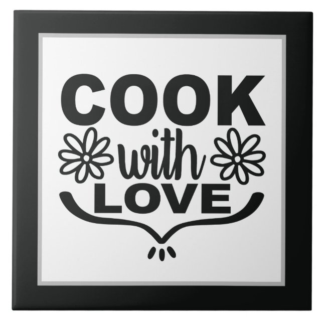 Cute with love word art kitchen ceramic tile (Front)