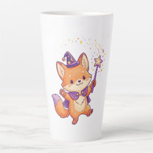 Cute Wizard Fox Casting Magic Spell Halloween Colo Latte Mug