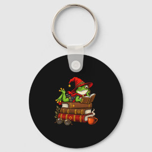 Cute wizard frog bookworm coffee halloween key ring
